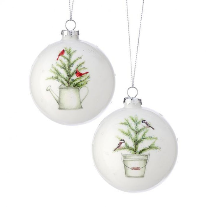 Glass Birds On Tree Disk Ornament - 2 Styles