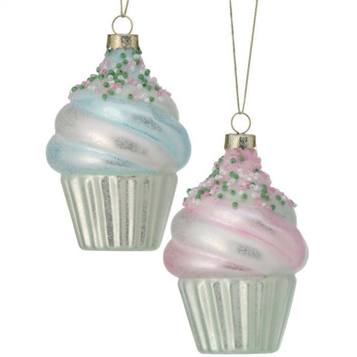 Glass Bead Ice Cream Cupcake Ornament - 2 Styles