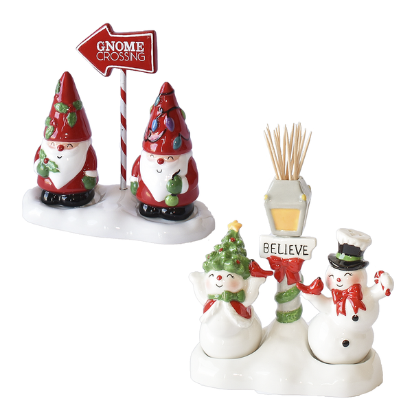 Santa Gnome & Snowman Salt & Pepper Shakers Sets