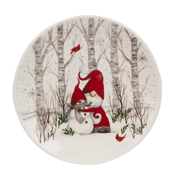 Gnome w/Snowman Snack Plate