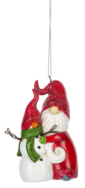 Gnome Hugging Snowman Ornament