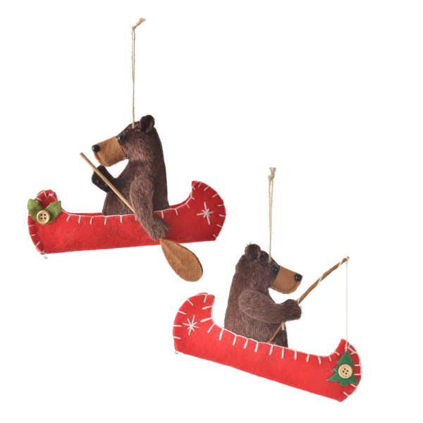 Bear w/Canoe Ornaments - 2 Styles