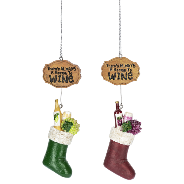 Wine Stocking Ornaments - 2 Styles