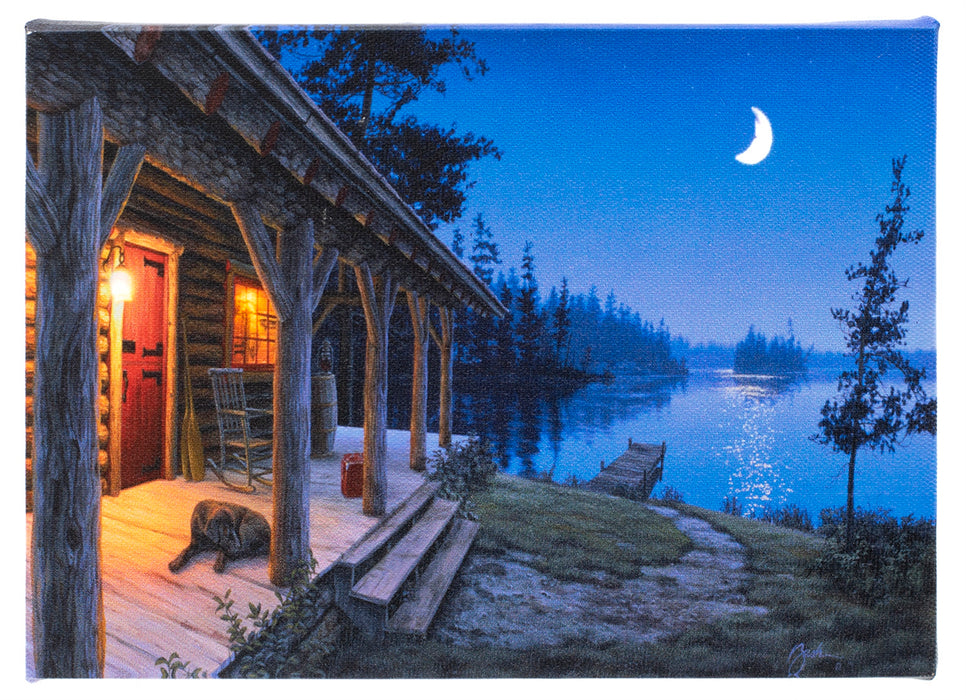 Small House Moon in Sky Lighted Print