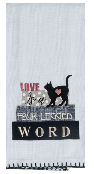 Fur Real Pets Cat Four Legged Word Embroidered Tea Towel
