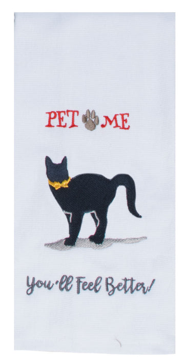 Pet Lovers Only Pet Me Cat Embroidered Dual Purpose Terry Towel