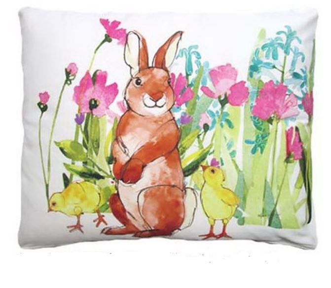 Bunny With Chicks Pillow