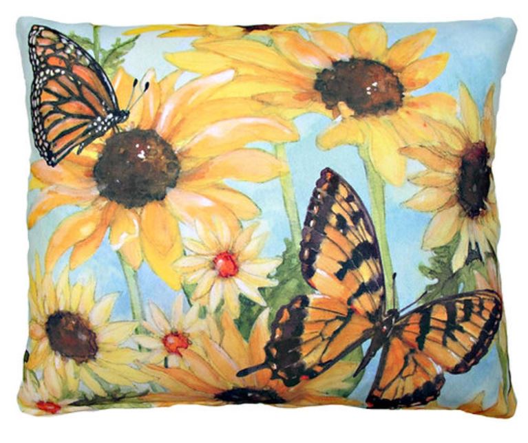 Sunflower and Butterfly Pillow - Square