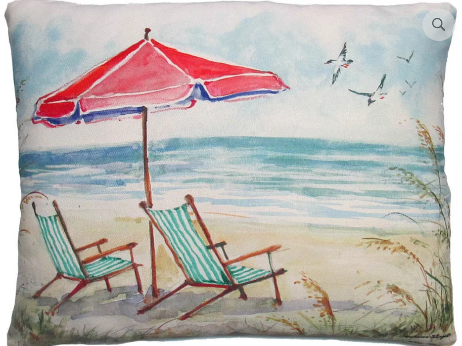 Teal Beach Chair and Umbrella Pillow