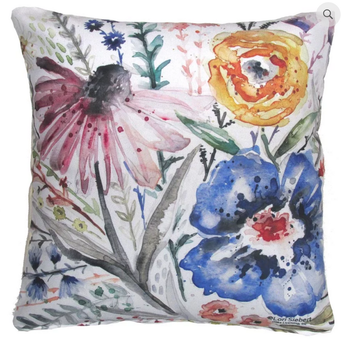 Watercolor Wildflower Pillow