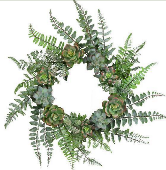 Fern & Succulent Wreath - 20"