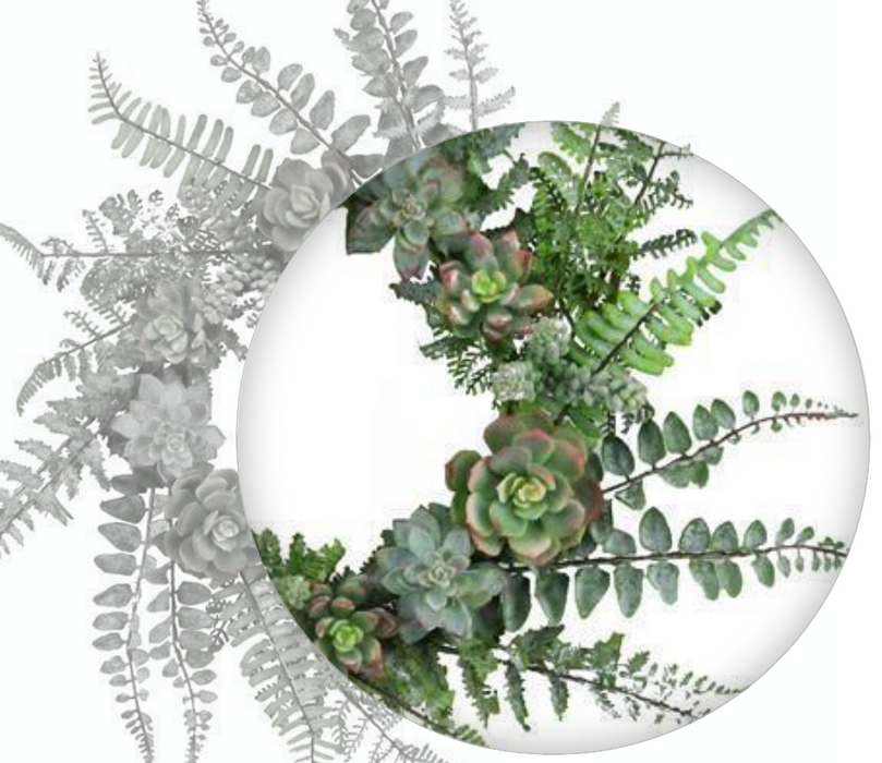Fern & Succulent Wreath - 20"