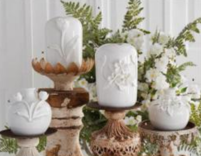 Short Vase w Raised Flowers - 3 Styles