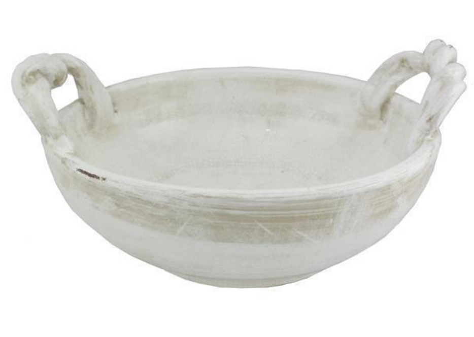 Stoneware Bowl w. Twisted Handles