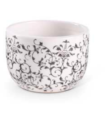 Cream Ceramics w. Gray Vine Pattern -