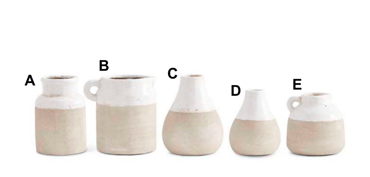 Ceramic Pots With Light Cream Glaze on Top - 5 Styles