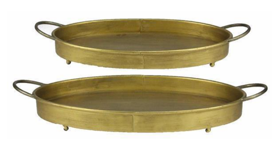 Oval Antiqued Gold Gunmetal Tray