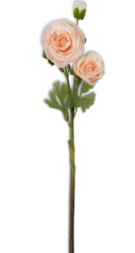 Peach Real Touch Triple Bloom Ranunculus Stem