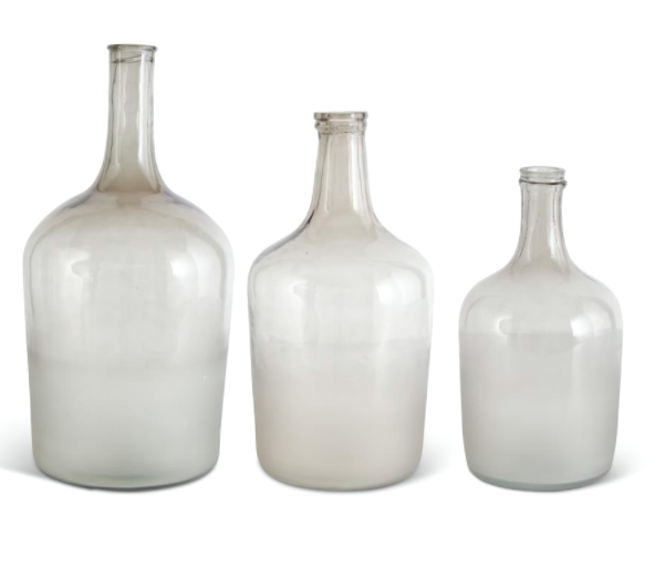 GRAY GLASS LONG NECK BOTTLES W/FROSTED BOTTOMS - 3 Options