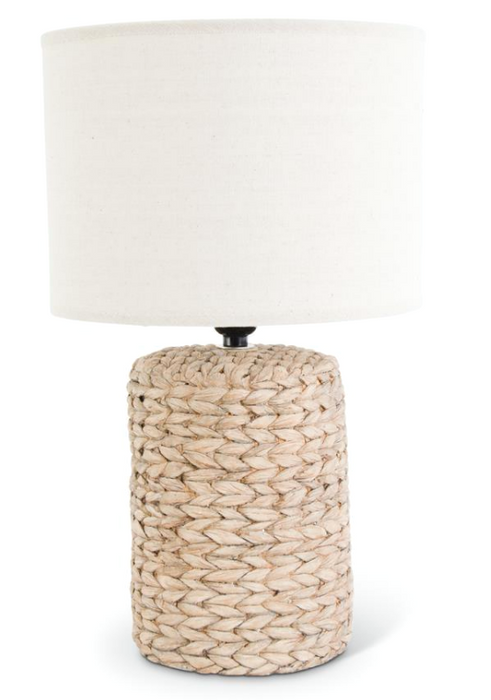 Concrete Woven Textured Lamp W/White Shade
