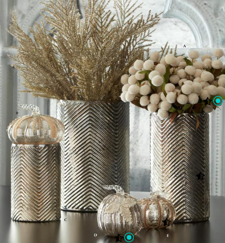 Mercury Glass Pumpkin with Leaves - 2 Styles