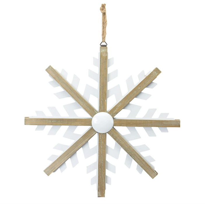 Snowflake 16" Iron/Wood Ornament