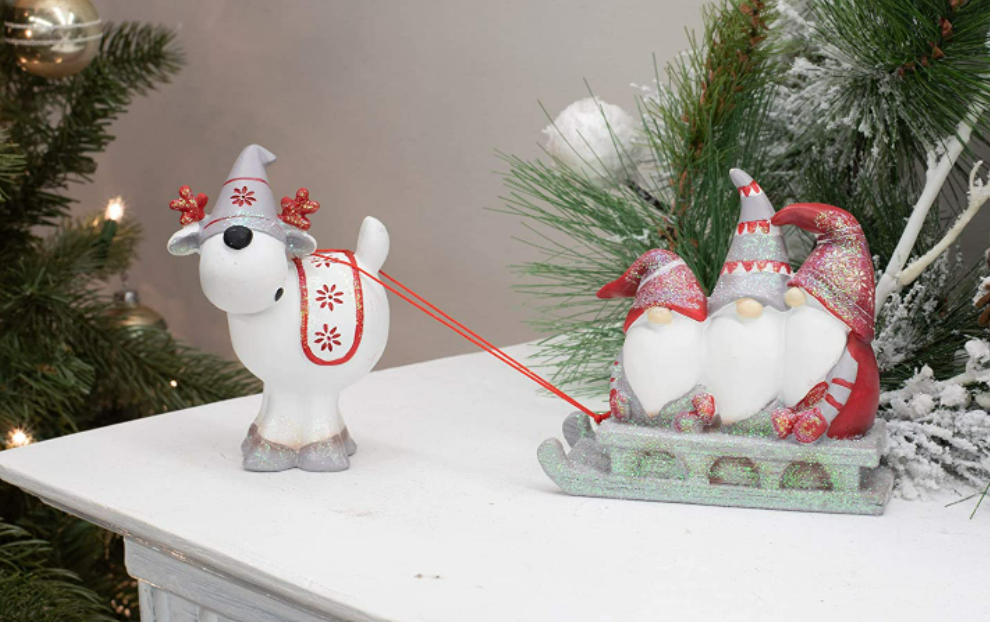 Gnome on Sleigh with Reindeer