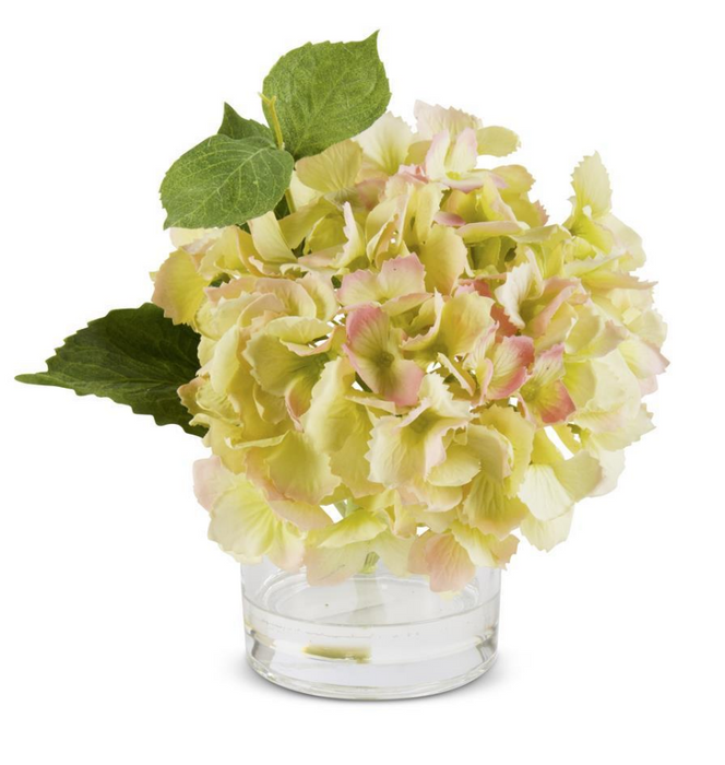 Green Real Touch Hydrangea in Glass Vase