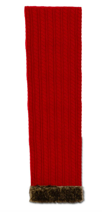 Red Cable Knit and Fur Runner - 72"L