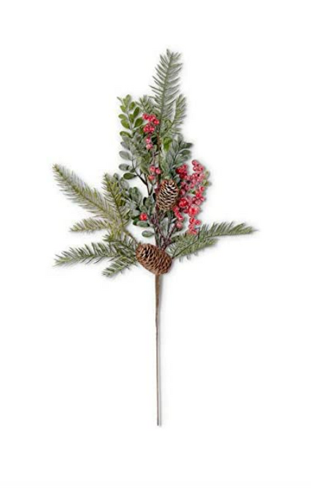 Glittered Boxwood Berry Pinecone and Fir Bush - 22"