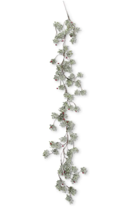 Glittered Mistletoe Garland with Red Berries -60"