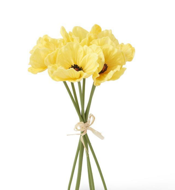 Real Touch Mini Poppy 6 Stem Bundle - 3 Colors