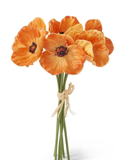 Real Touch Mini Poppy 6 Stem Bundle - 3 Colors