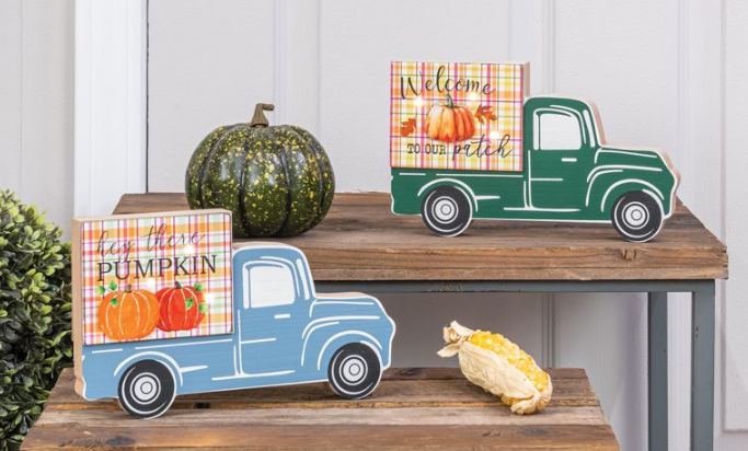Fall Truck Block Tabletop With Lights - 2 Styles