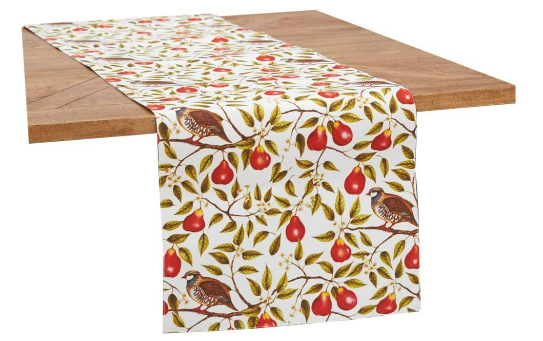 Partridge in A Pear Tree Printed Rectangle Table Runner -72"