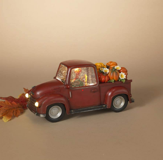 Truck with Turkey and Pumpkins Water Lantern
