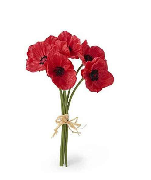 Real Touch Mini Poppy 6 Stem Bundle - 3 Colors