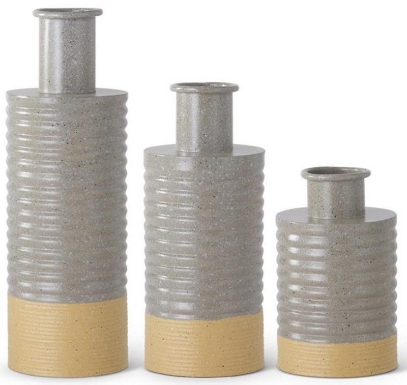 GRAY & GOLD METAL VASES- 3 Sizes