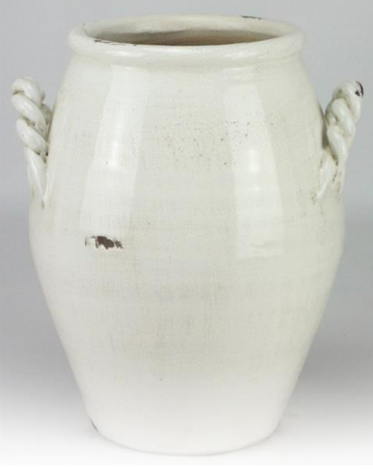 White Stoneware Potbelly Vase