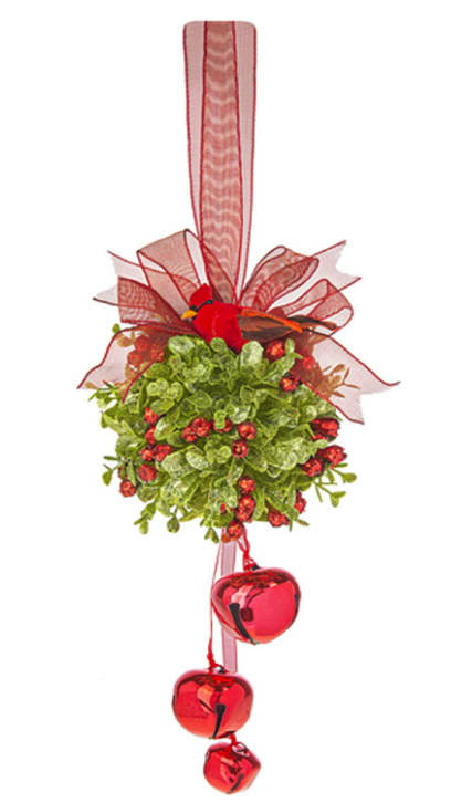 Cardinal Jingle Bell Door Kissing ball- 3 Options
