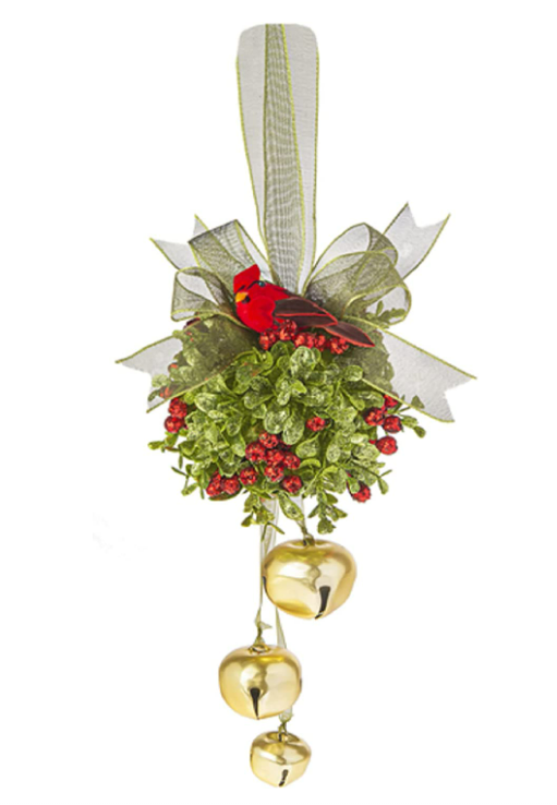 Cardinal Jingle Bell Door Kissing ball- 3 Options