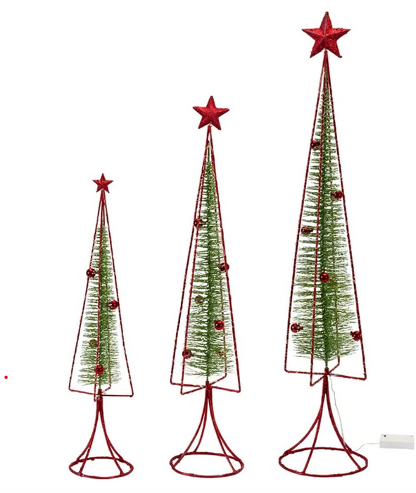 Lighted Christmas Trees - Green, Set of 3