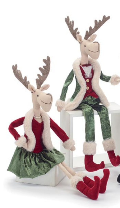 Fancy Reindeer Dressed In Velvet - Set of 3