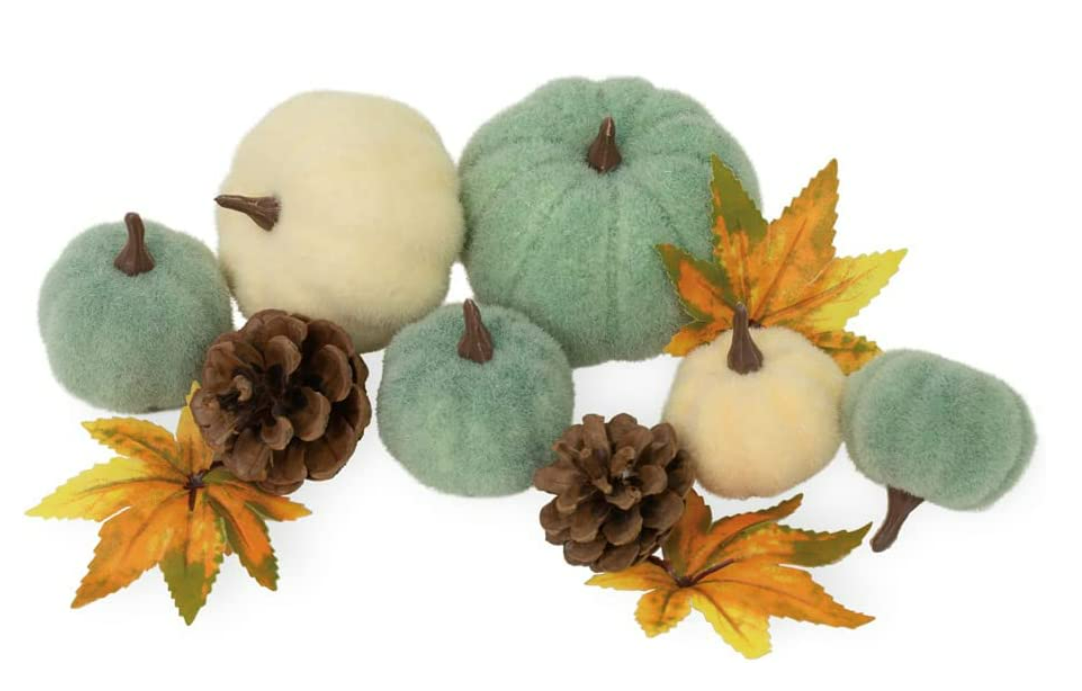 Fall Felted Pumpkins in a Bag, Mini & Small Sizes, Blue/White