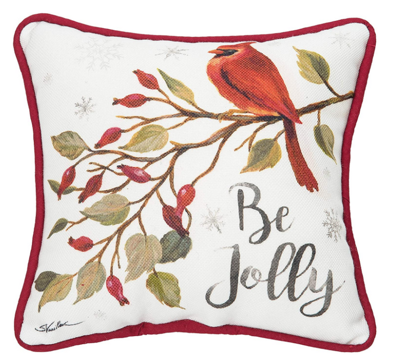 Be Jolly Cardinal Petite Decor Decoration Christmas Printed Throw Pillow