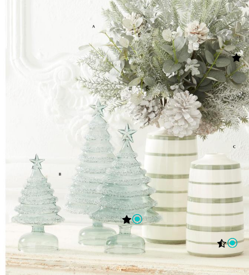 Sage Green Glass Iced Layers Christmas Trees - Set of 3