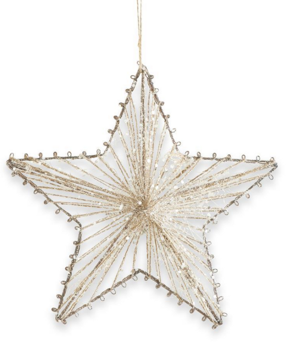 GLITTERED JUTE STAR ORNAMENT