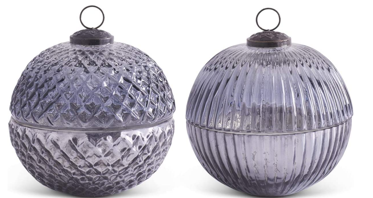 Smoky Blue Gray Glass Ornament Candles  - 3 Options