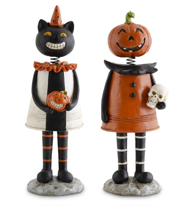 Black Cat & Pumpkin Girl Bobble Heads - 2 Options