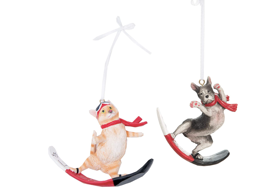 Cat/Dog Snowboarding Ornament - 3 Option